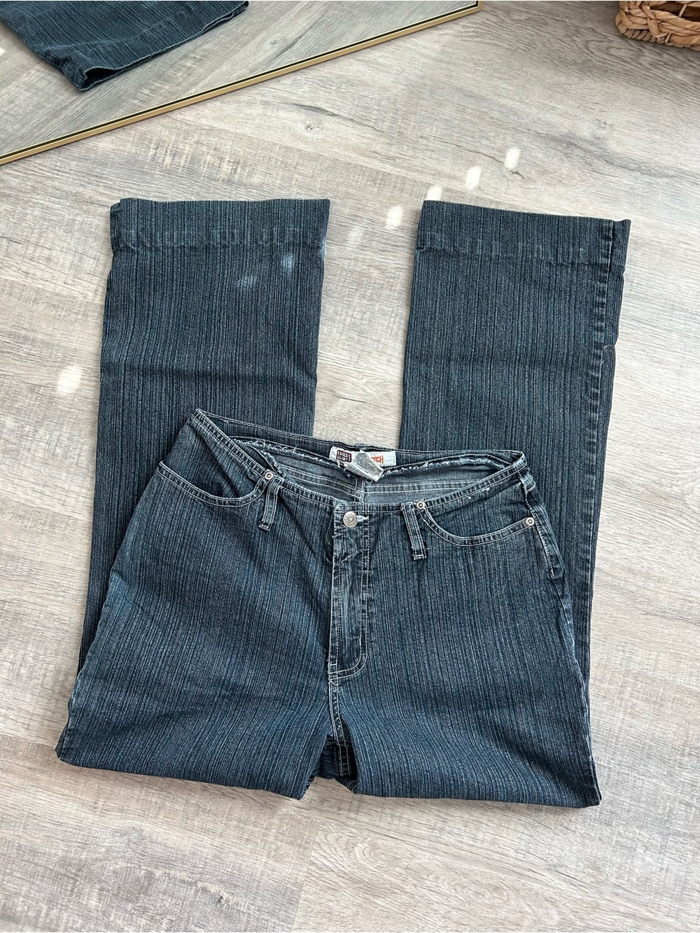 VTG 90s Faded Glory Slub Texture Dark Wash Jeans Missy Size 10 Low Waisted Indie